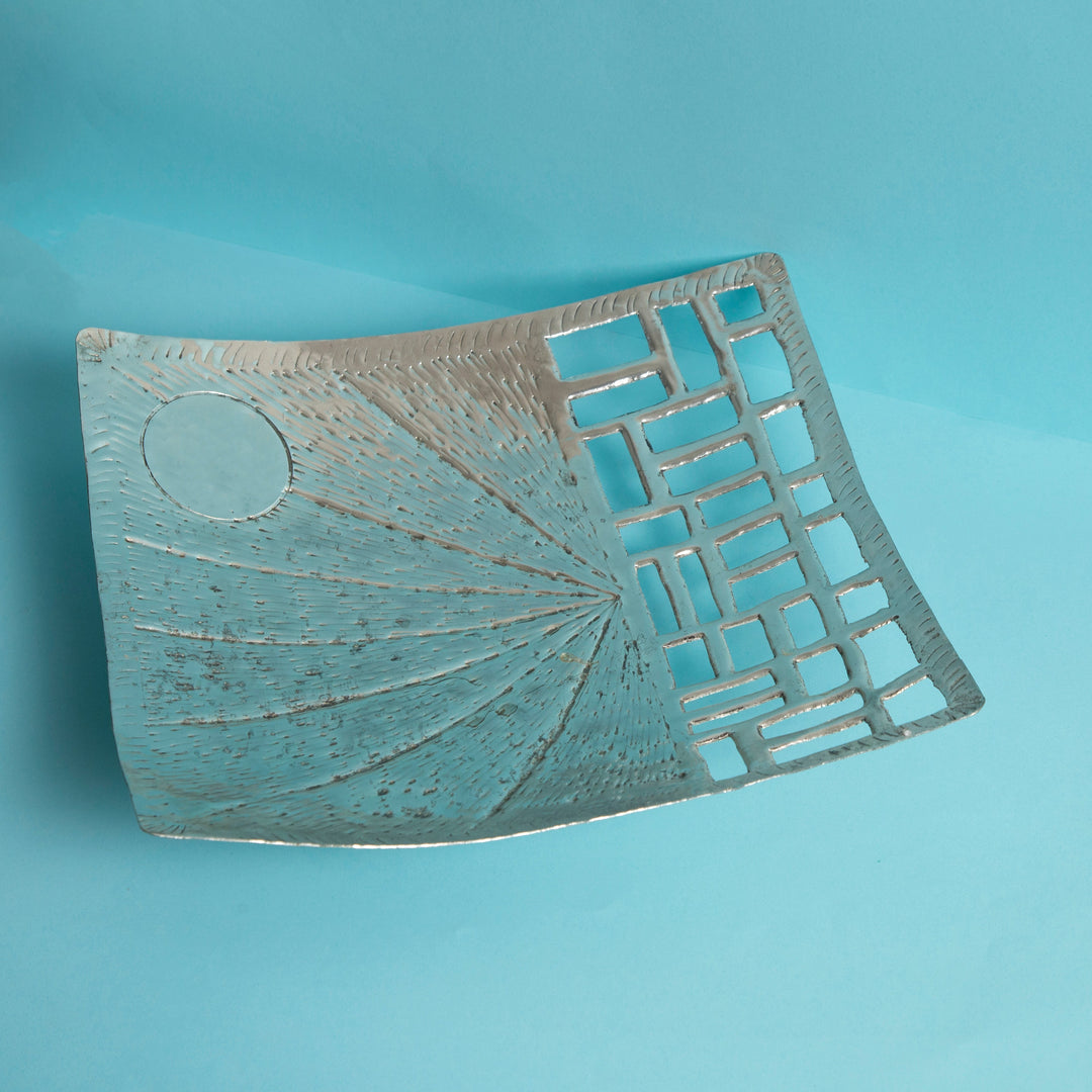 Silver & brass Elegant Plate | Mettlea Artisan Craft