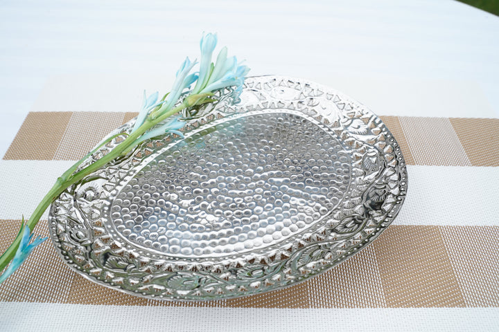Silver & Brass Artisan Tray| Mettlea Collection