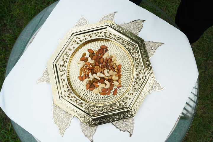 Octagonal Vintage Brass Serving Plate | Artisan Accent