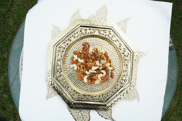 Octagonal Vintage Brass Serving Plate | Artisan Accent