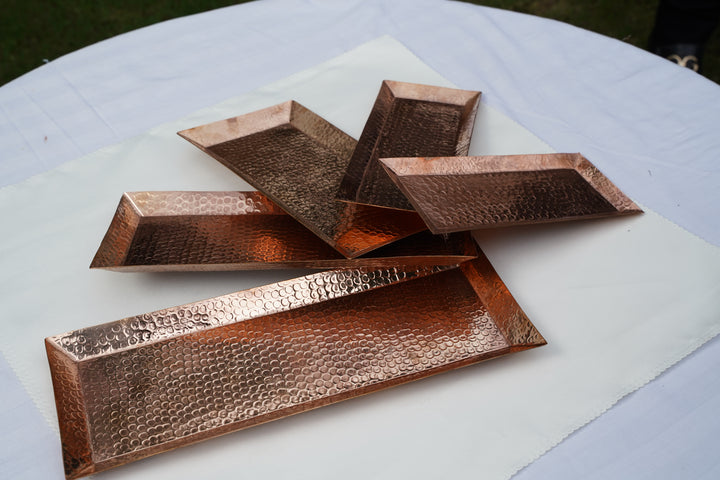 Handcrafted Copper Serving Trays | Set of 5 | Mettlea Craft