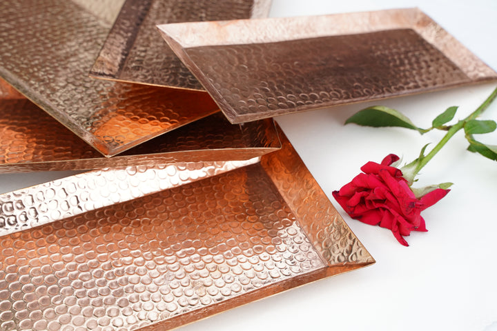 Handcrafted Copper Serving Trays | Set of 5 | Mettlea Craft