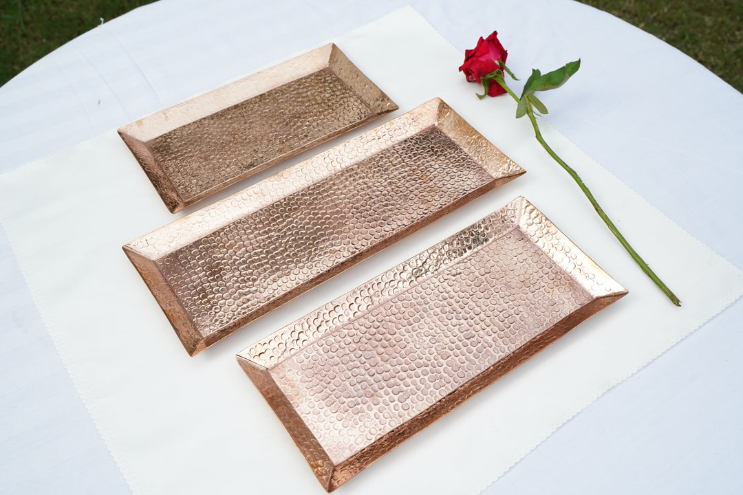 Handcrafted Copper Serving Trays | Set of 5 | Mettlea Craft