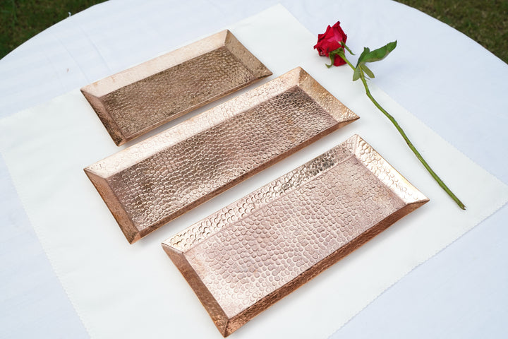 Handcrafted Copper Serving Trays | Set of 5 | Mettlea Craft