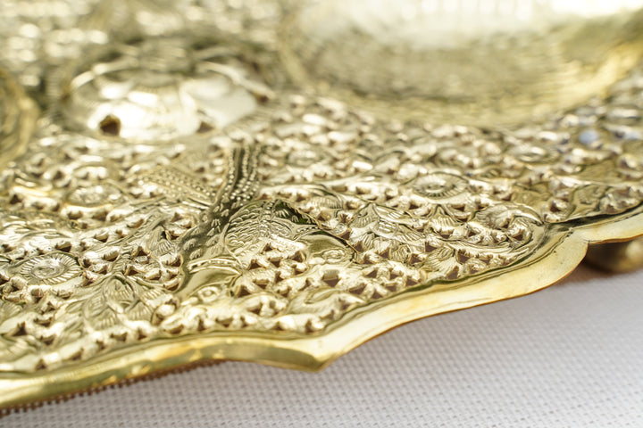Silver & brass Handcrafted Plate| Mettlea Collection