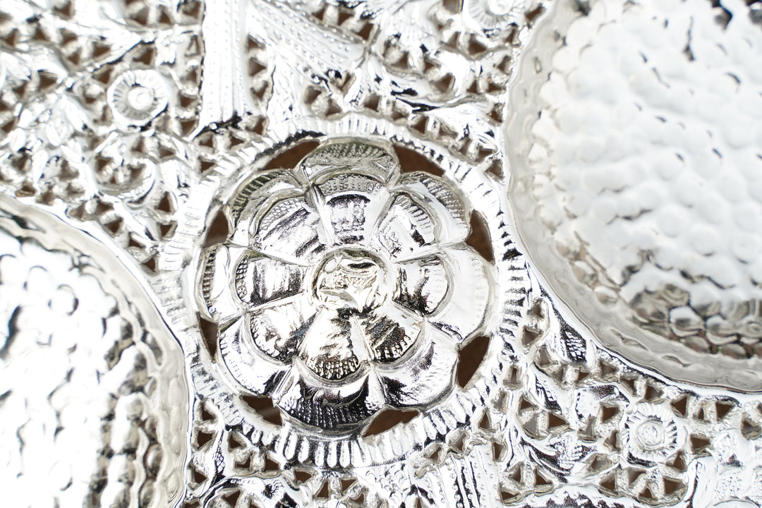 Silver & brass Handcrafted Plate| Mettlea Collection