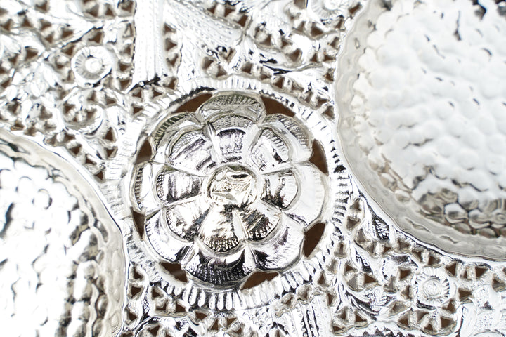 Silver & brass Handcrafted Plate| Mettlea Collection