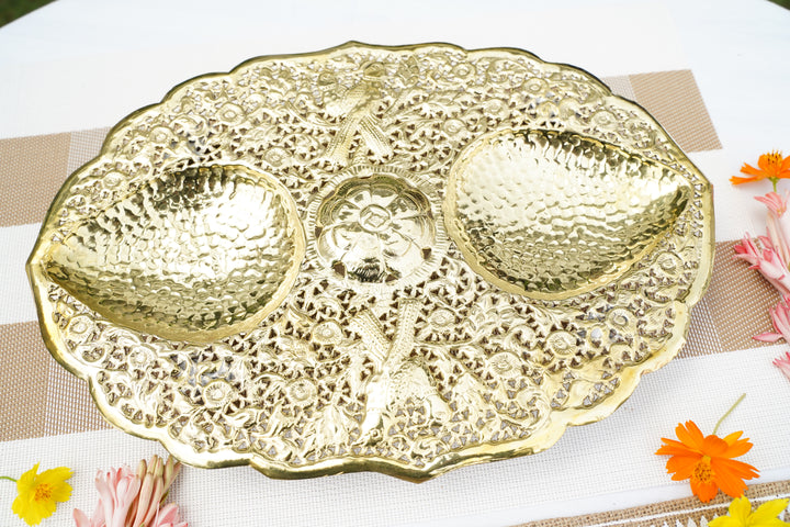 Silver & brass Handcrafted Plate| Mettlea Collection