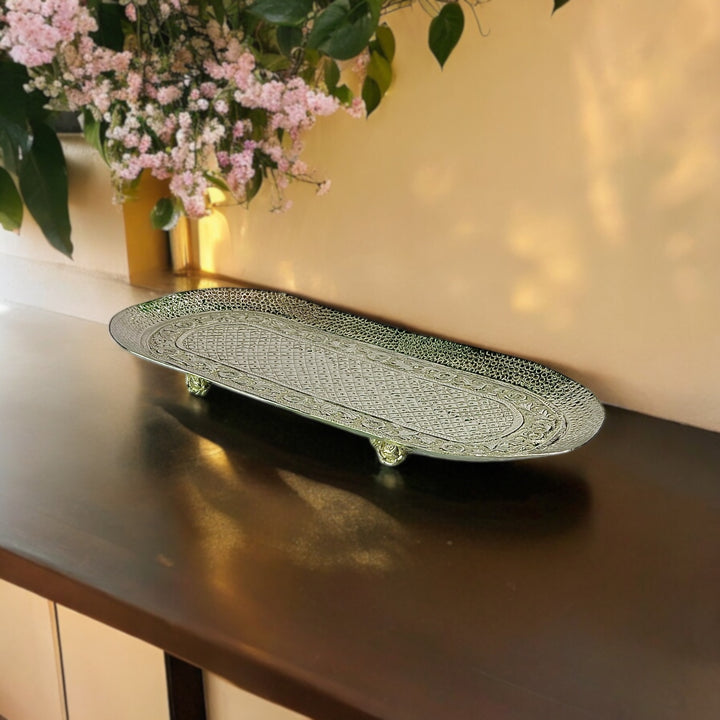 Brass Silver-Plated Rectangular Serve Tray | Mettlea Craft