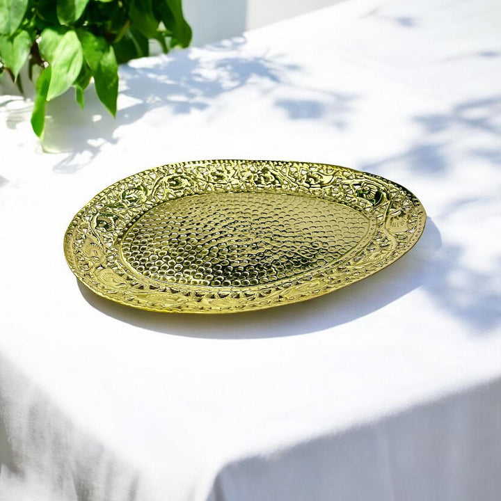 Luna Oval Gilded Serve Tray | Mettlea Craftsmanship